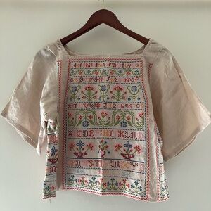 Embroidered Beige Top